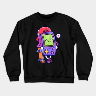 Cute Game Controller With Skateboard Cartoon Crewneck Sweatshirt